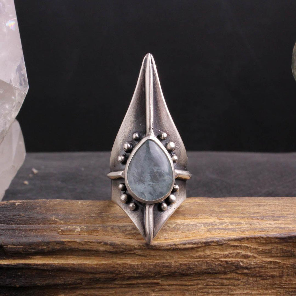 Avalon Shield Ring // Aquamarine - Acid Queen Jewelry