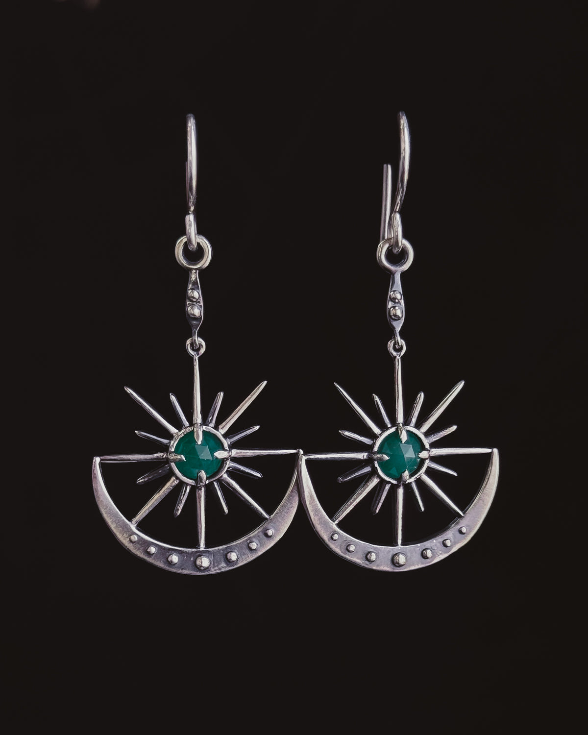 Asteria Earrings | Sterling Silver + Rose Cut Emerald