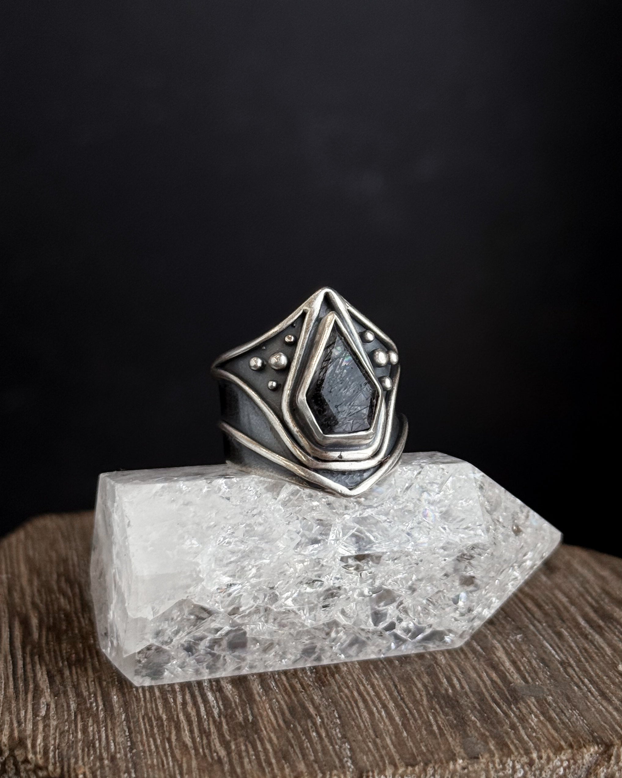 Protected Power Ring // Tourmalated Quartz - Size 5.5 - Acid Queen Jewelry