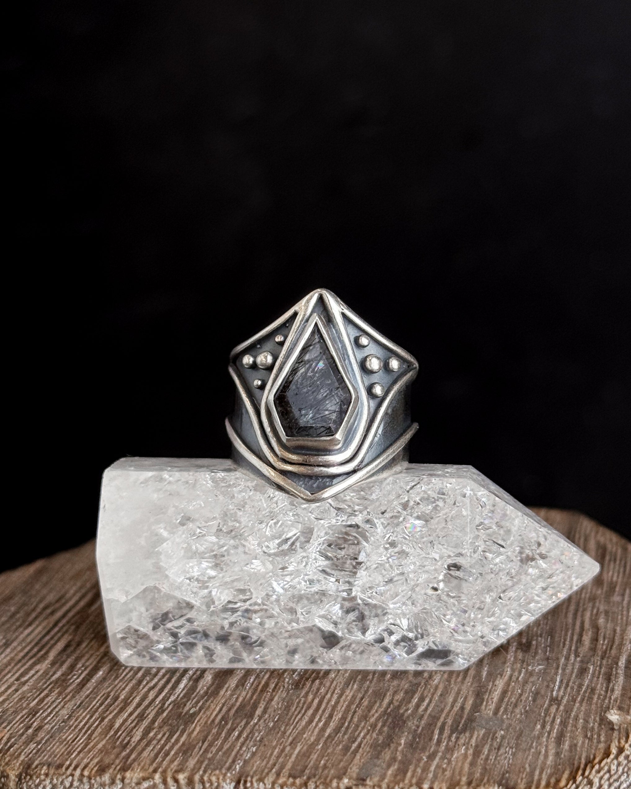 Protected Power Ring // Tourmalated Quartz - Size 5.5 - Acid Queen Jewelry