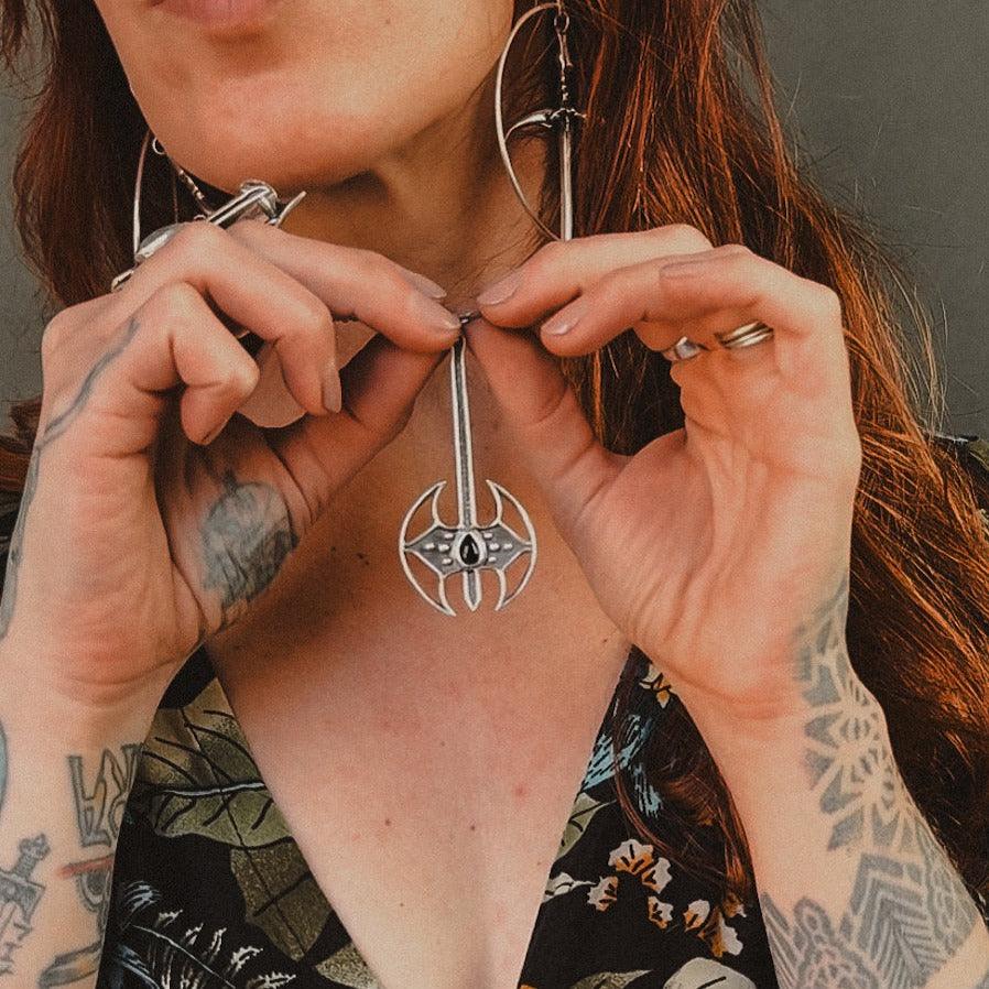 Battle Axe Necklace // onyx - Acid Queen Jewelry