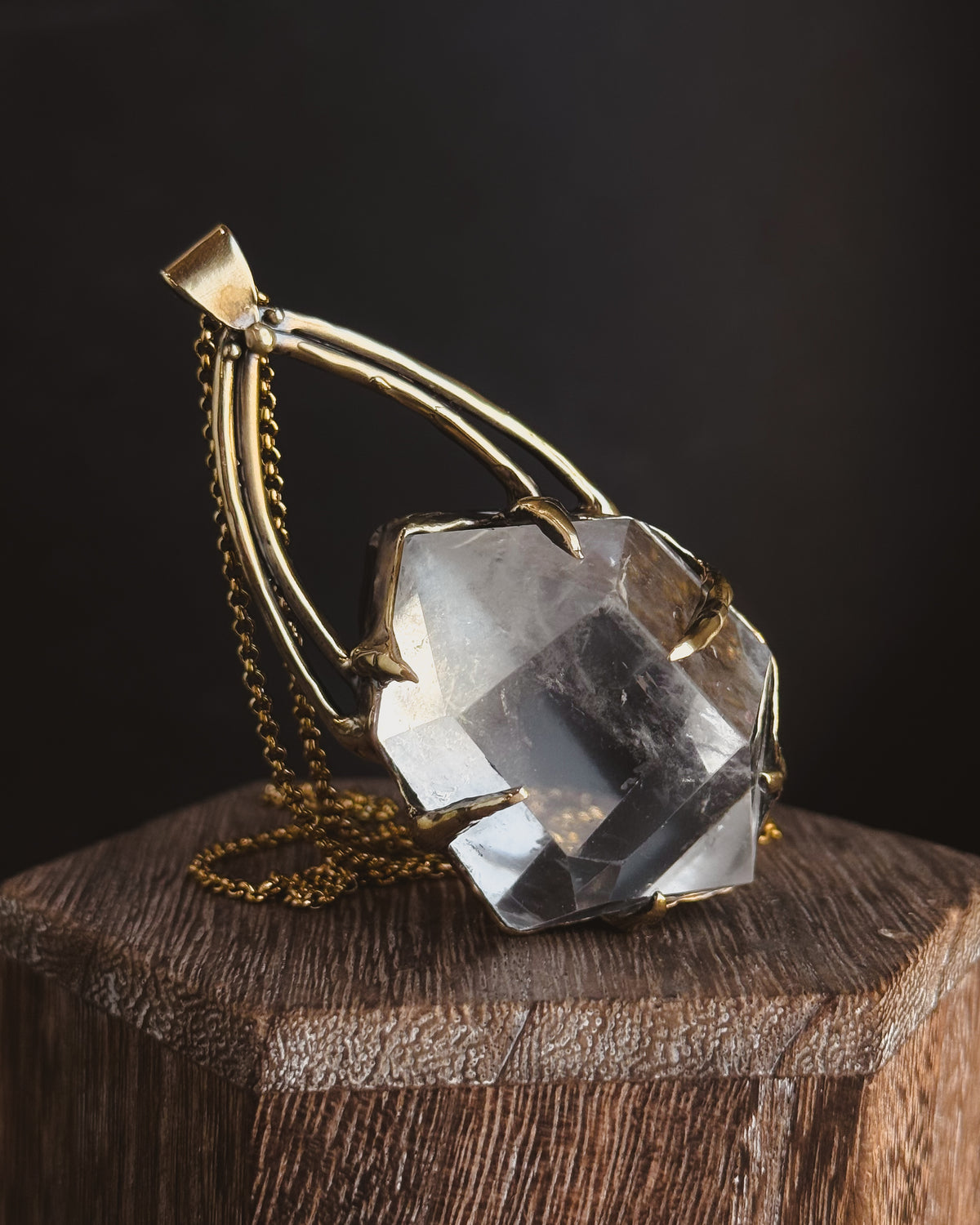 Captured Quartz Necklace | Quartz + Brass