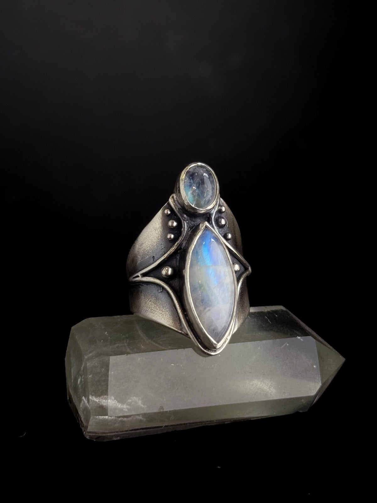 Balanced Ring | Rainbow Moonstone + Sterling Silver - Size 10.5