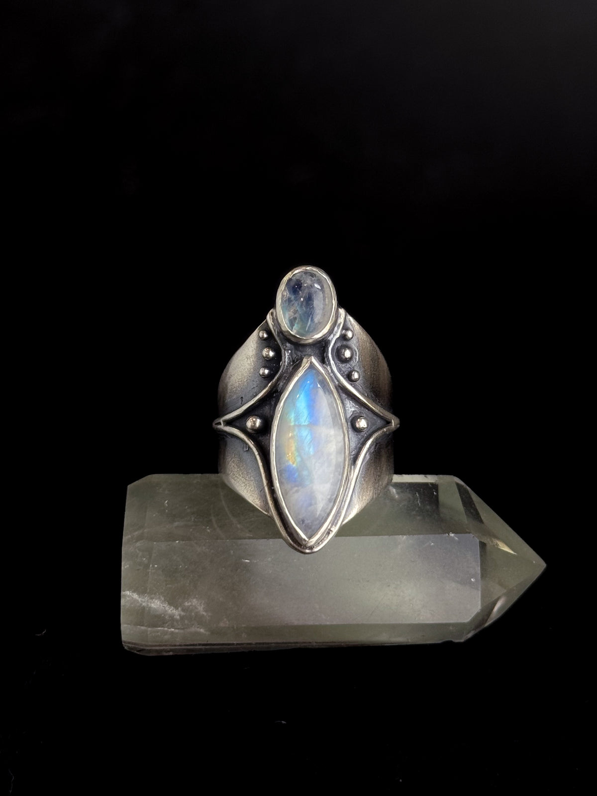 Balanced Ring | Rainbow Moonstone + Sterling Silver - Size 10.5