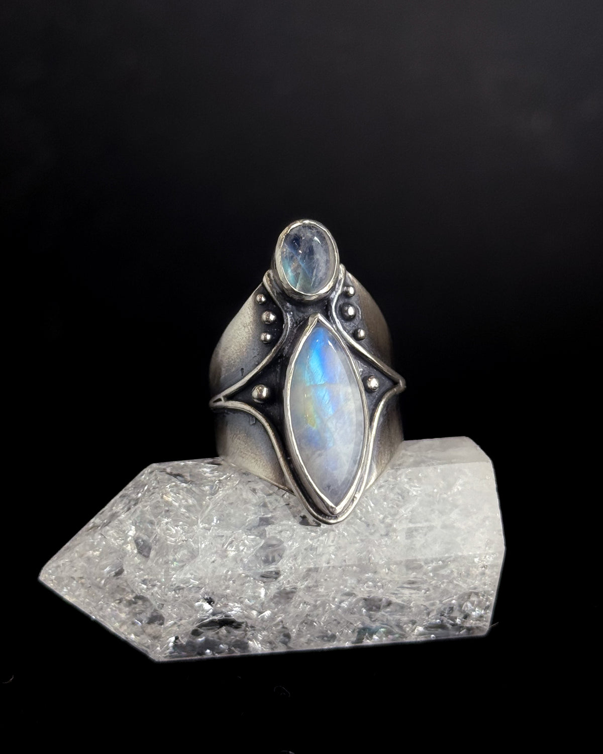 Balanced Ring | Rainbow Moonstone + Sterling Silver - Size 10.5