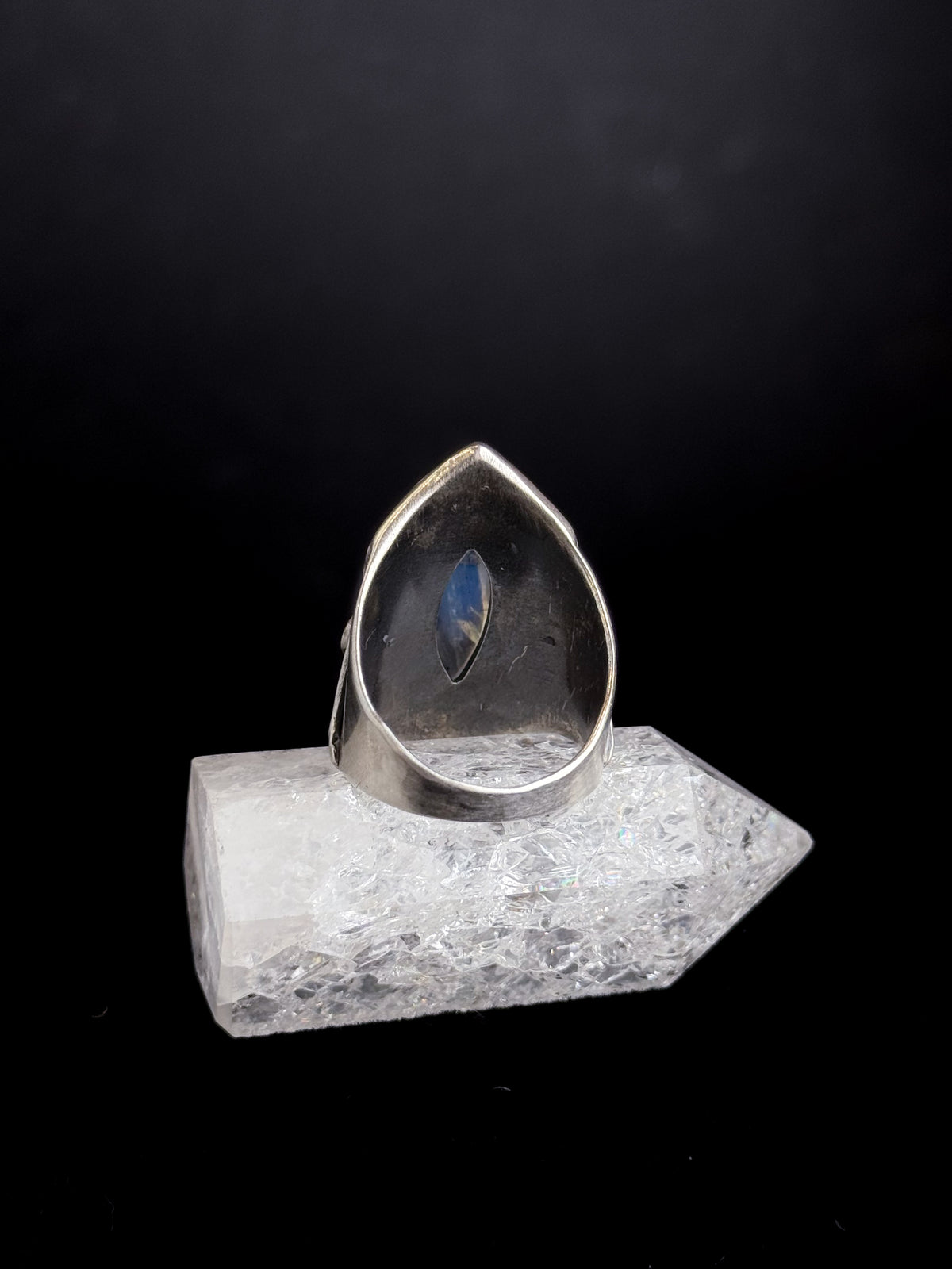 Divine Trio Ring | Rainbow Moonstone + Sterling Silver - Size 8.5