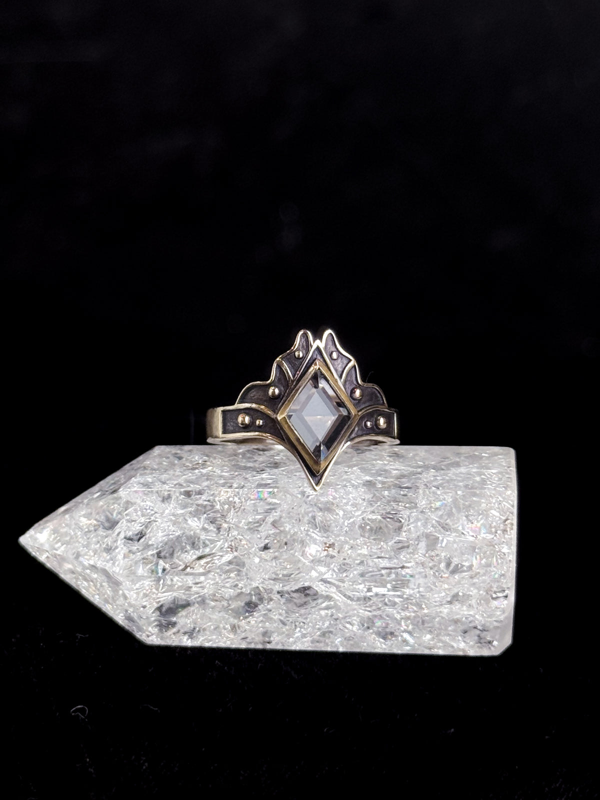 Portal Ring | Faceted Clear Quartz & Brass