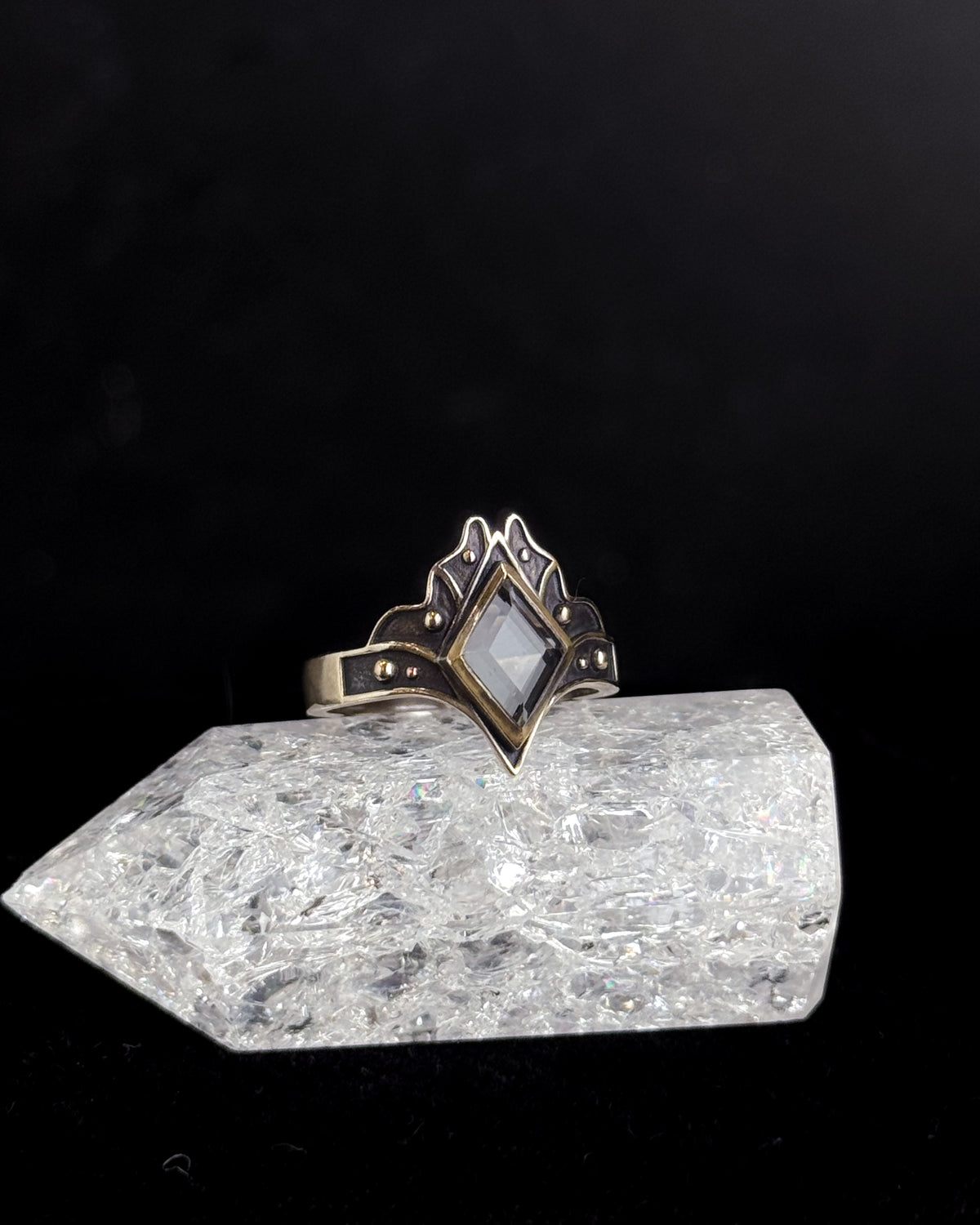 Portal Ring | Faceted Clear Quartz & Brass