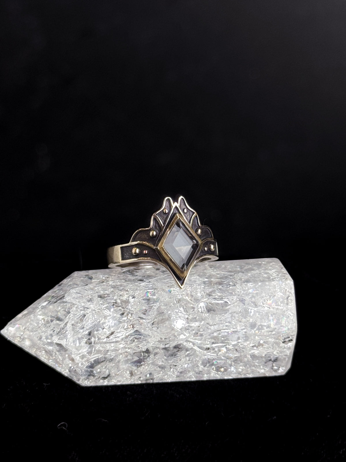 Portal Ring | Faceted Clear Quartz & Brass
