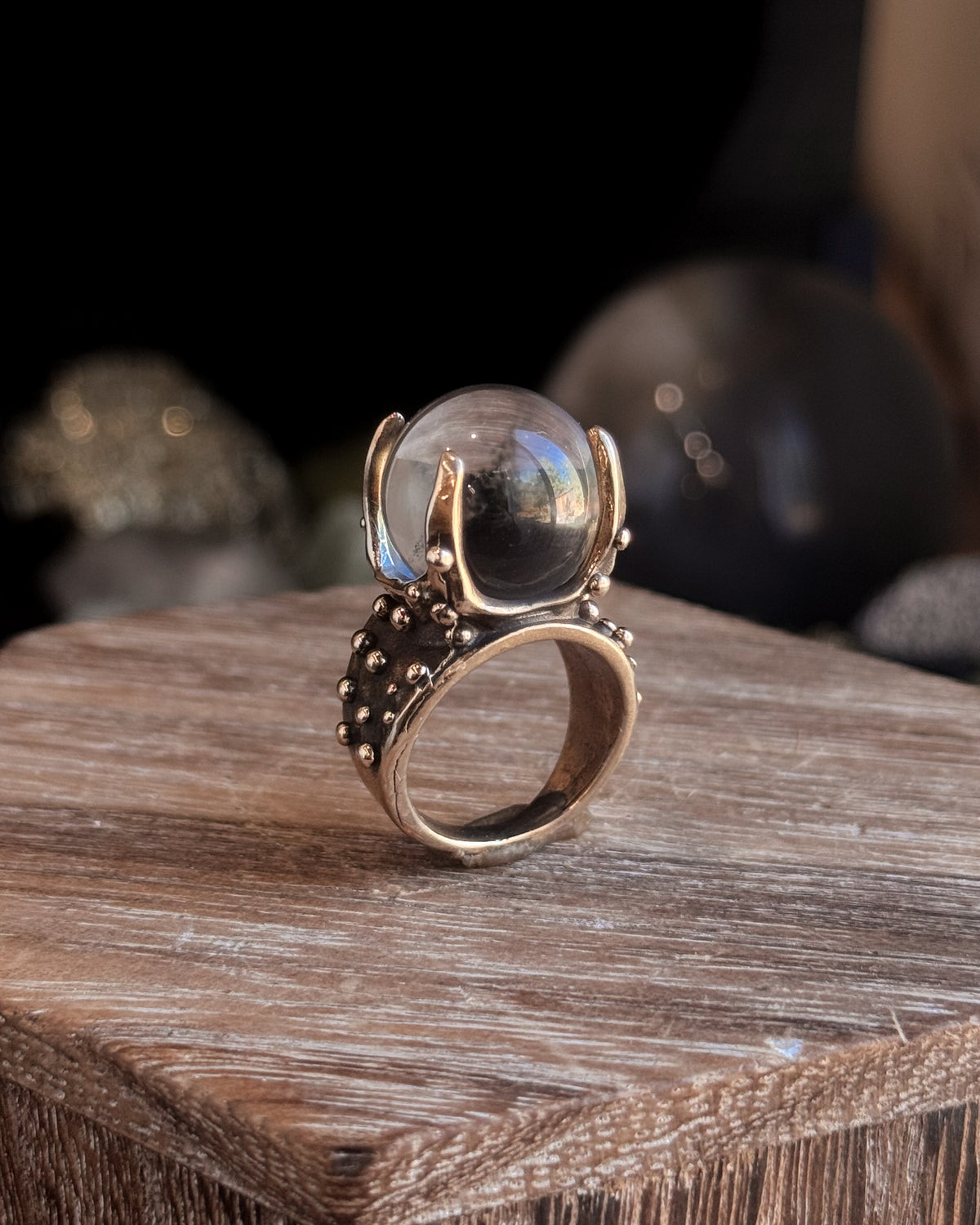 Sorceress Crystal Ball Ring // Clear Quartz - Acid Queen Jewelry