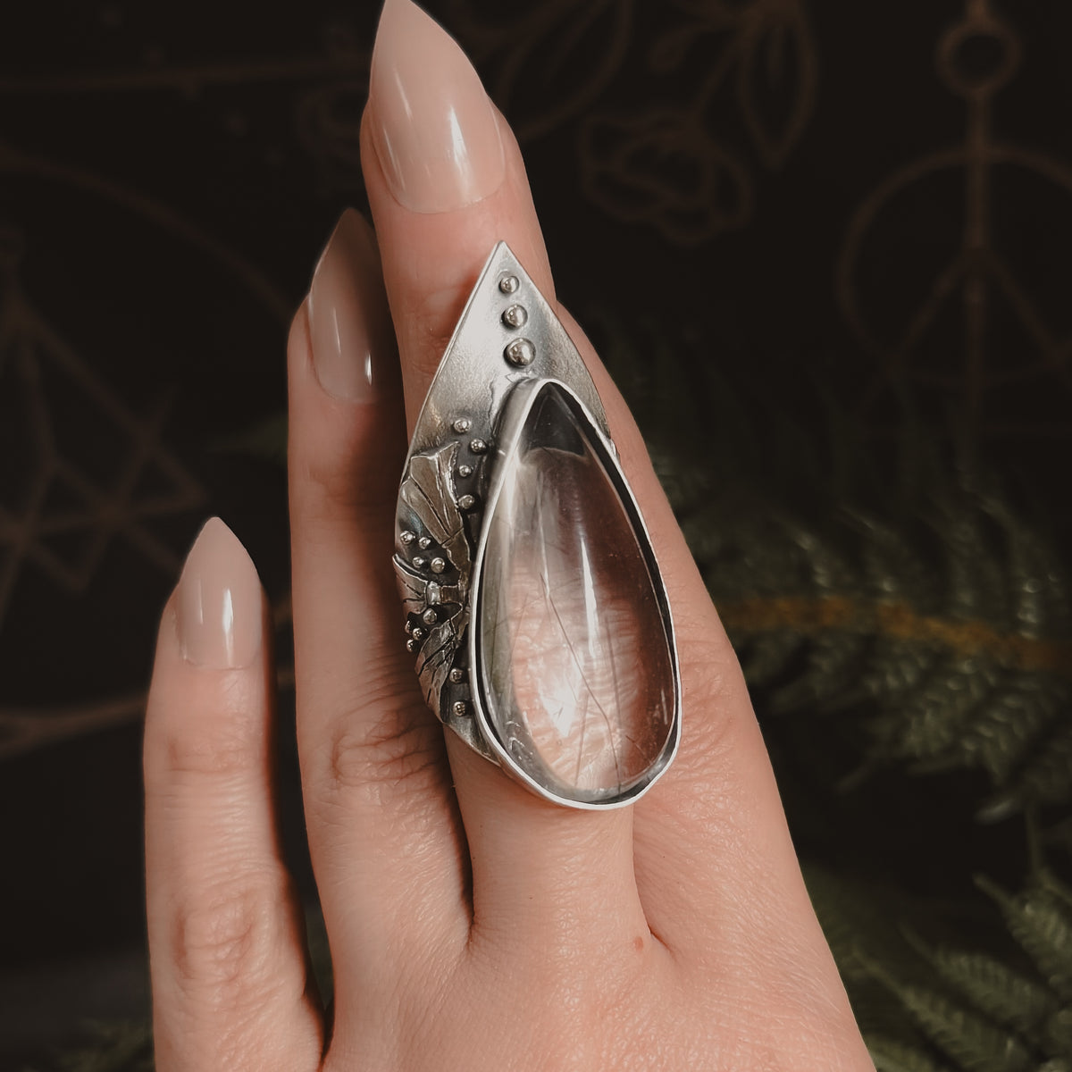 Flora Shield Ring // Tourmalated Quartz