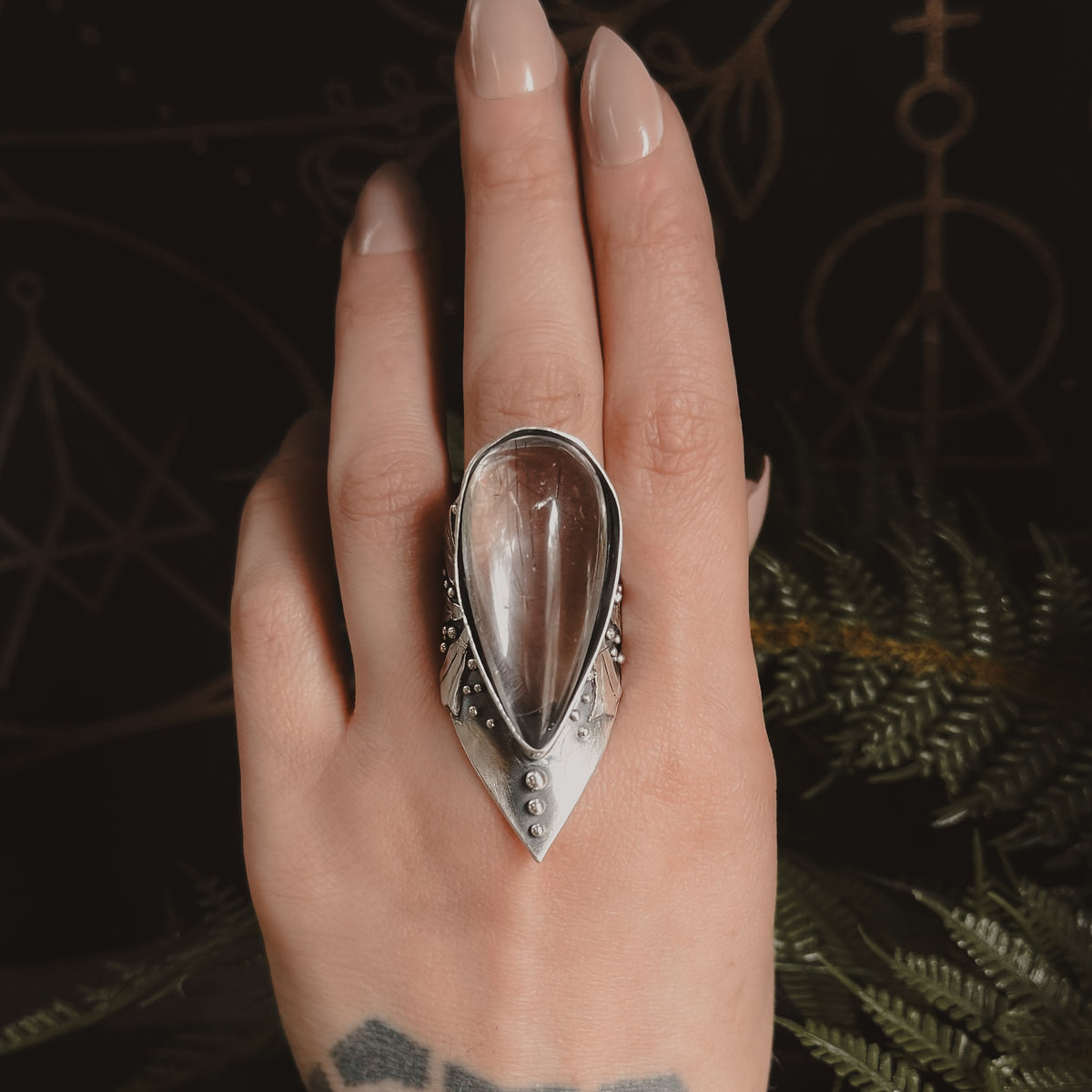 Flora Shield Ring // Tourmalated Quartz