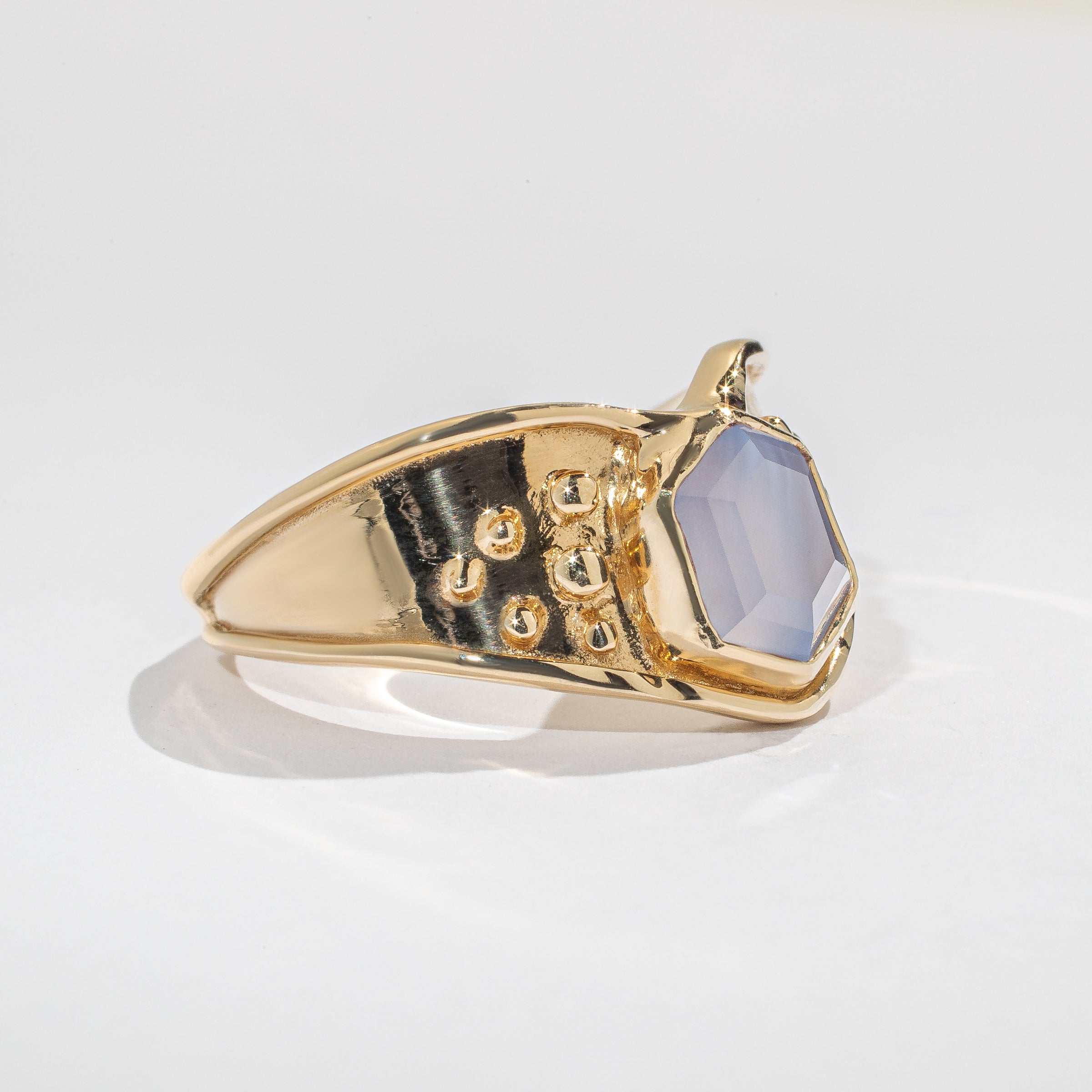 Isis Ring - Blue Chalcedony - 14K Gold - Acid Queen Jewelry