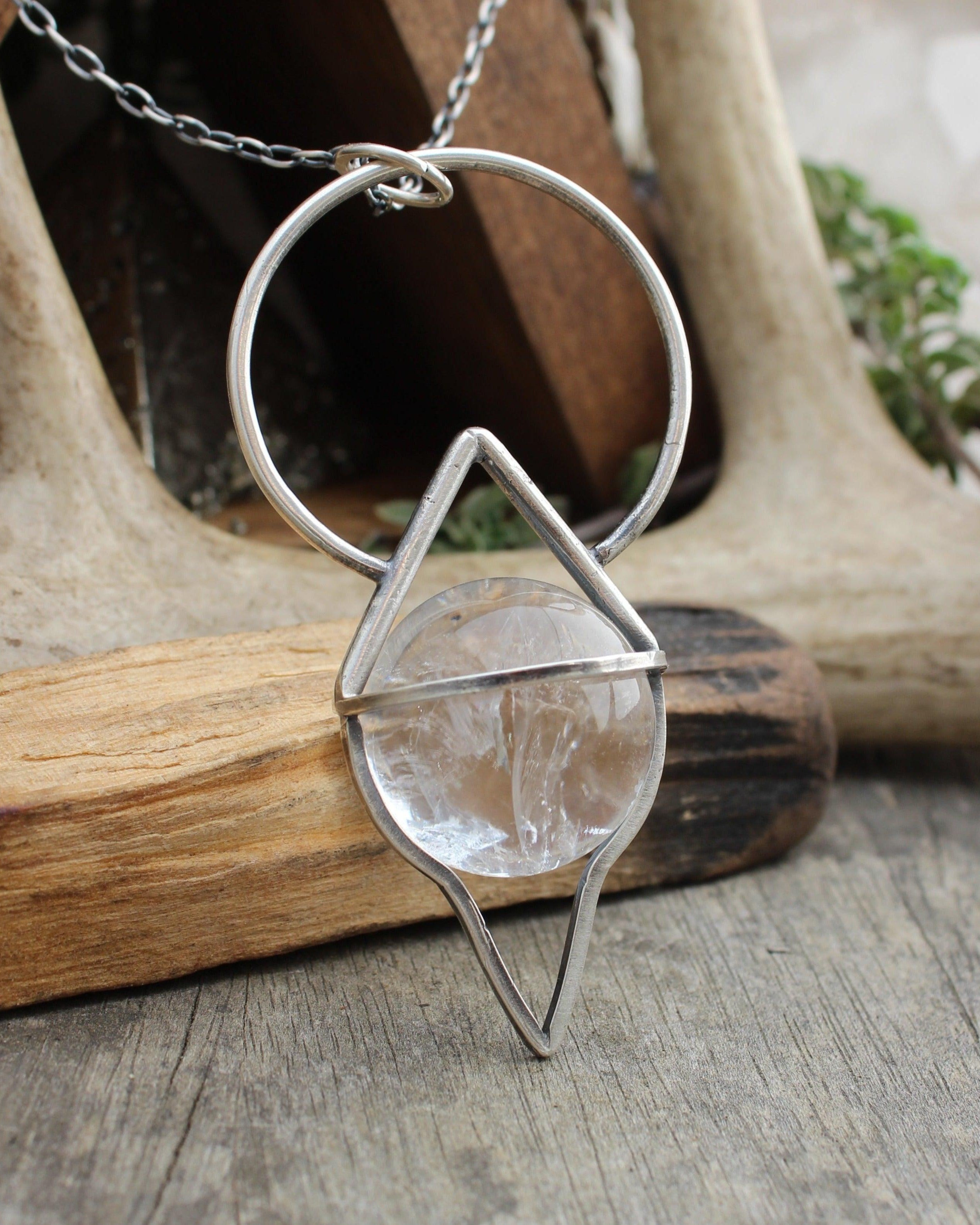 Crystal Ball Pendulum Necklace // Quartz - Acid Queen Jewelry