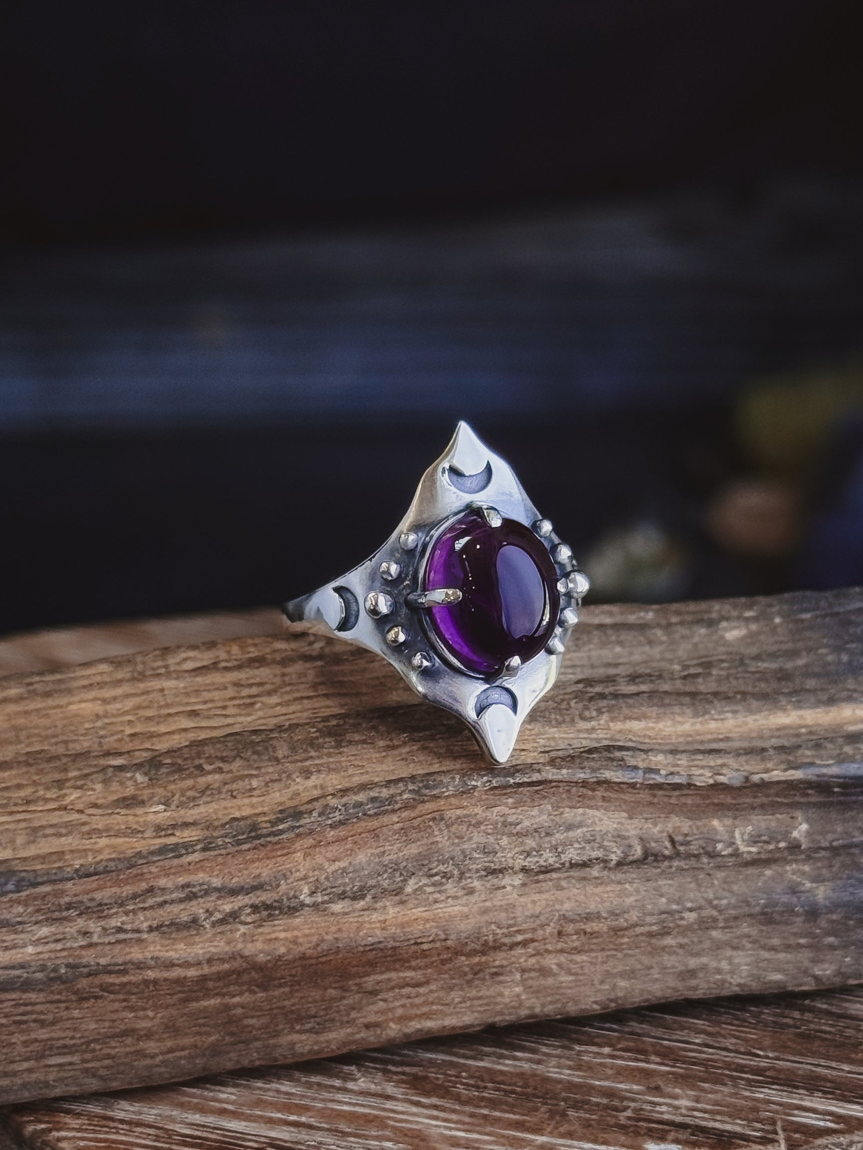 Hecate Ring | Sterling Silver + Amethyst - Acid Queen Jewelry
