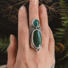 Garden Fae Shield Ring // Jade & Emerald - Size 9 - Acid Queen Jewelry
