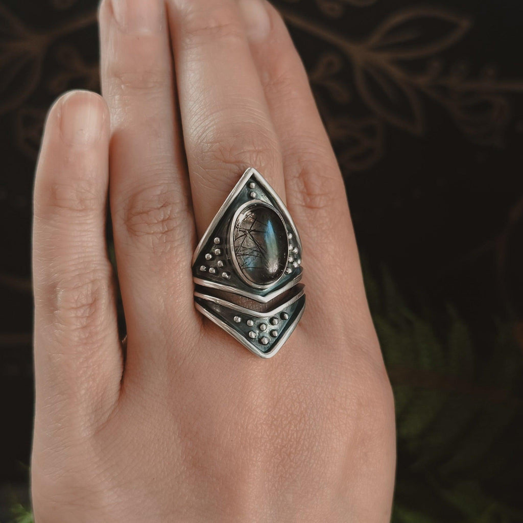 Sarek Ring // Tourmalated Quartz - Acid Queen Jewelry