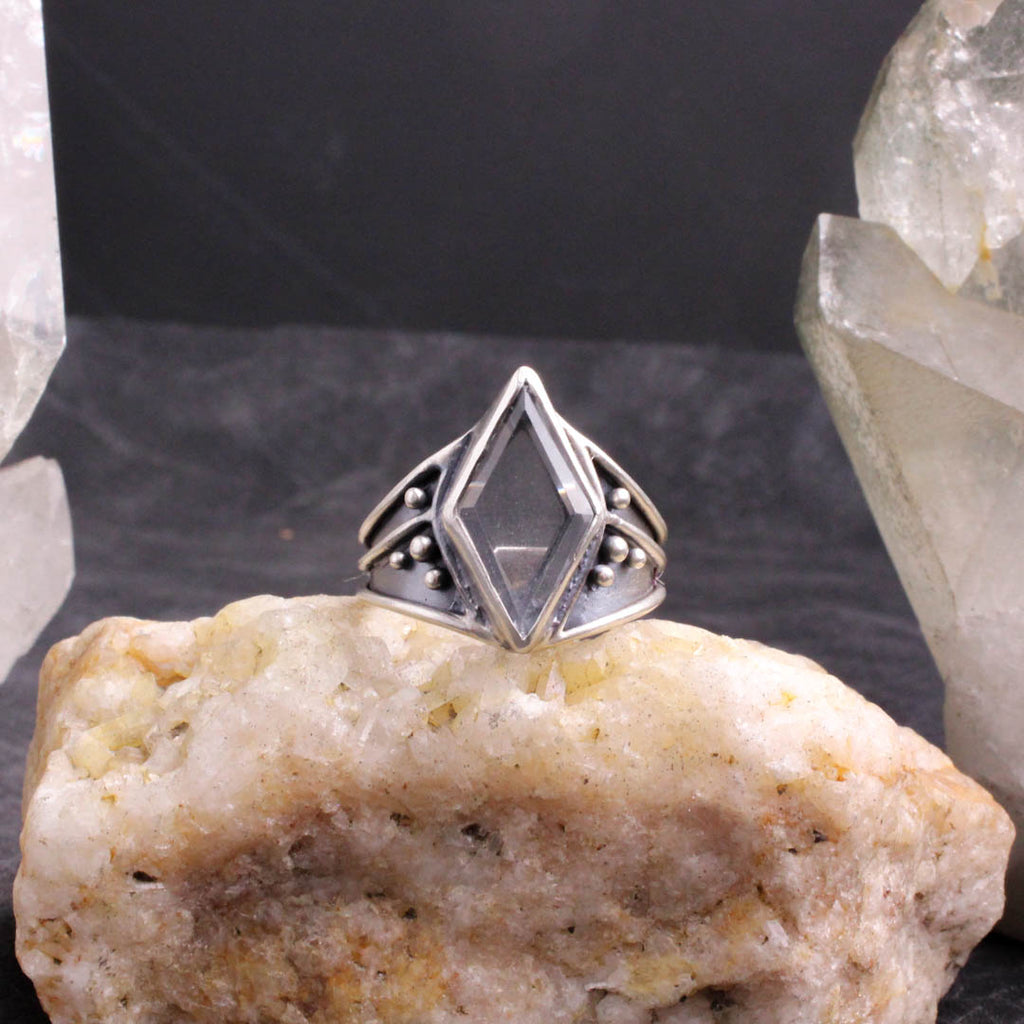 Warrior Ring- Faceted Quartz size 10 - Acid Queen Jewelry