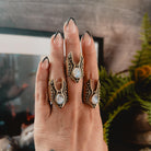 Moronoe Ring Bronze // Rainbow Moonstone - Acid Queen Jewelry