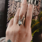 Moronoe Ring Bronze // Rainbow Moonstone - Acid Queen Jewelry