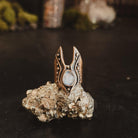 Moronoe Ring Bronze // Rainbow Moonstone - Acid Queen Jewelry