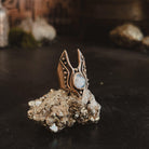 Moronoe Ring Bronze // Rainbow Moonstone - Acid Queen Jewelry