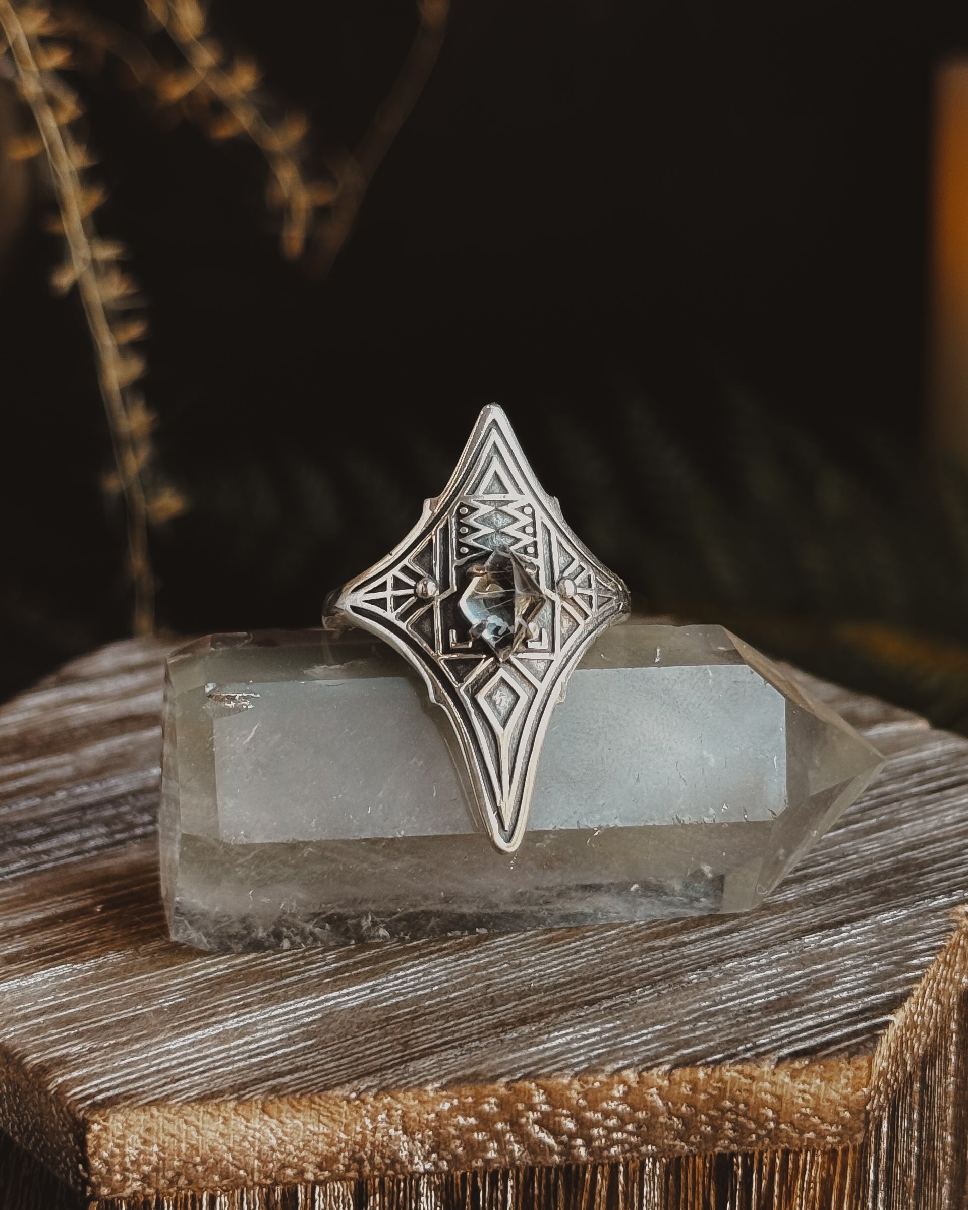 Armored Portal Ring | Hexagonal Clear Quartz & Sterling Silver