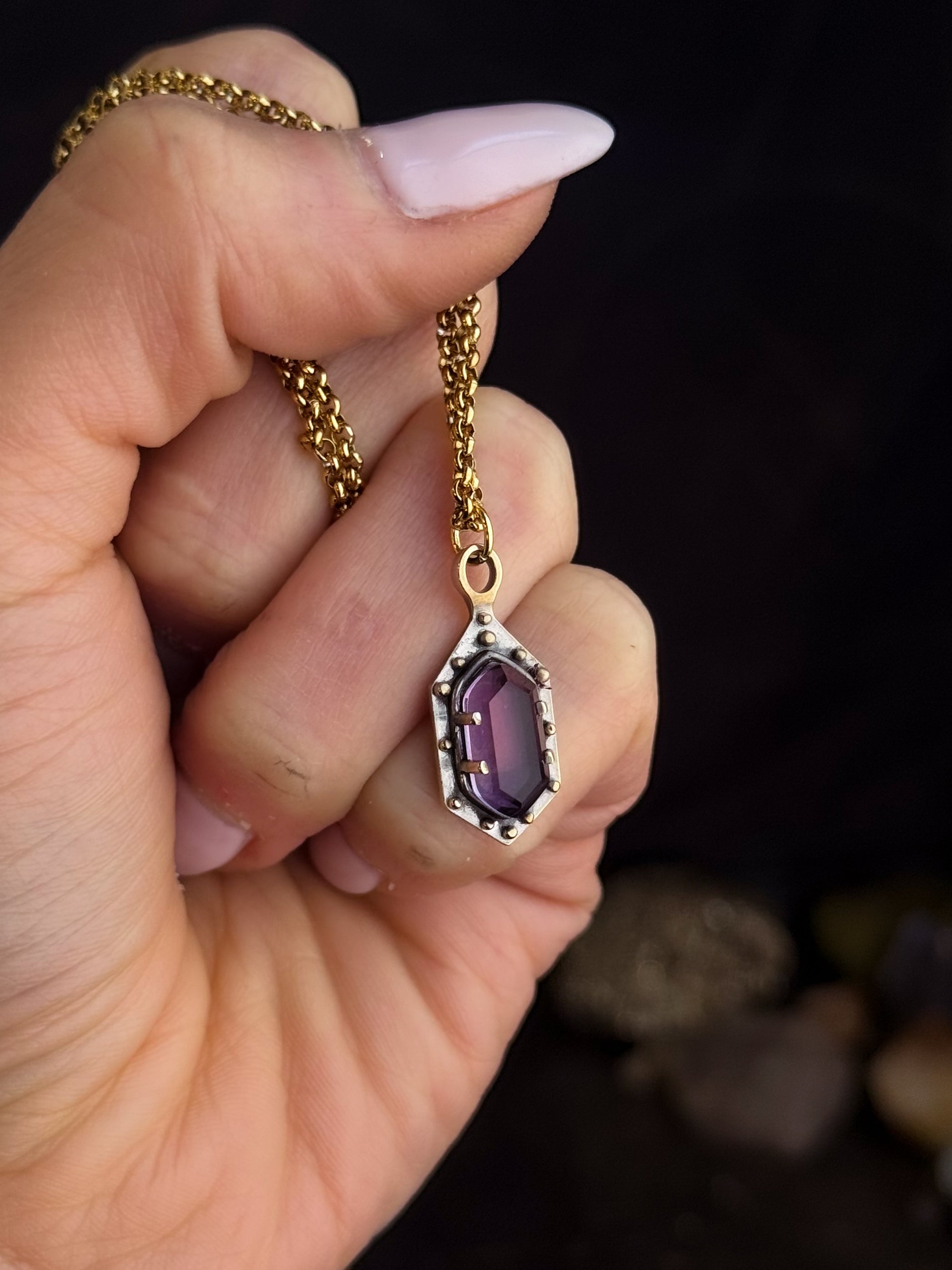 Maiden Hex Necklace | Amethyst & Brass – Acid Queen Jewelry