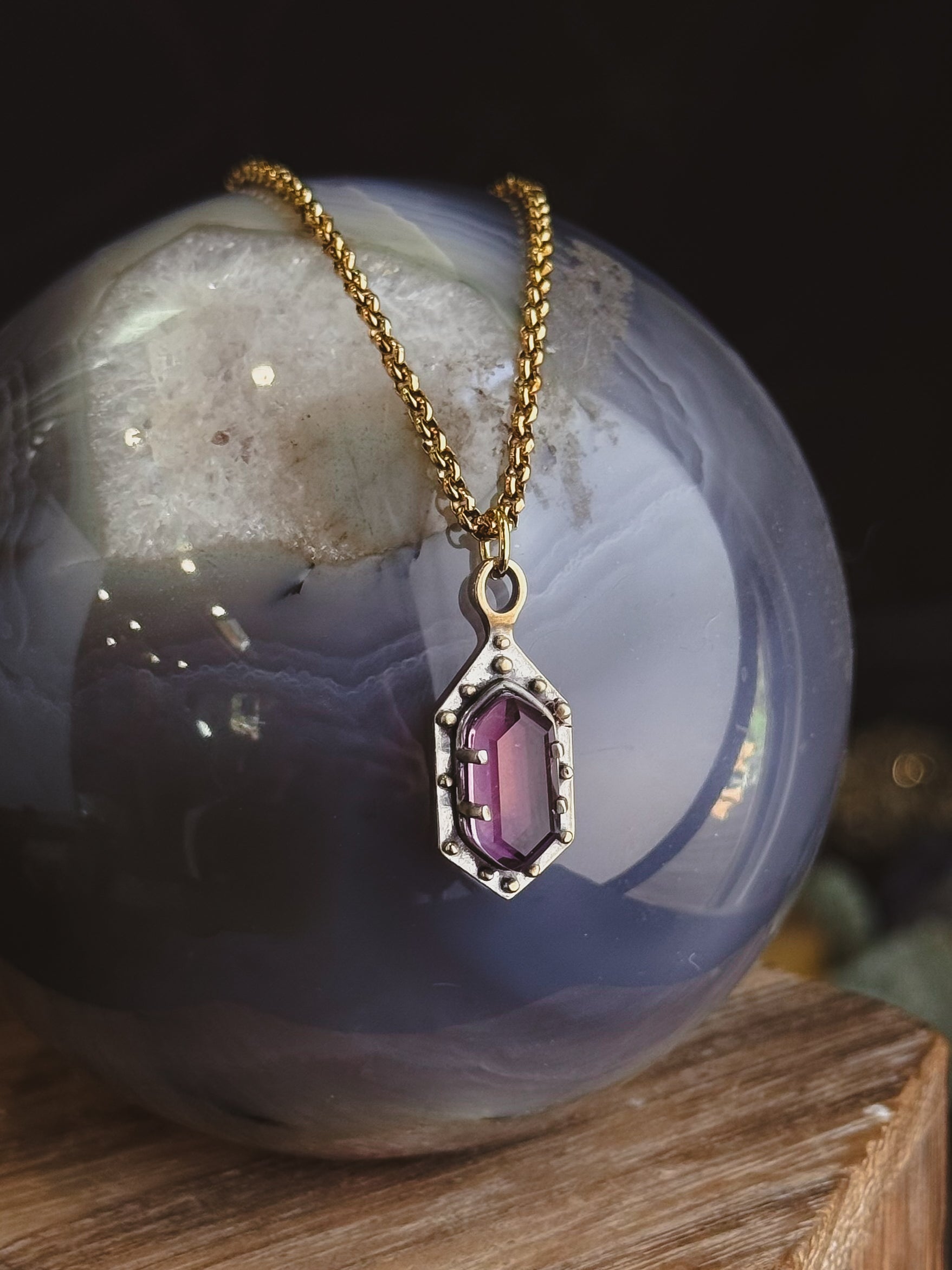 Maiden Hex Necklace | Amethyst & Brass – Acid Queen Jewelry