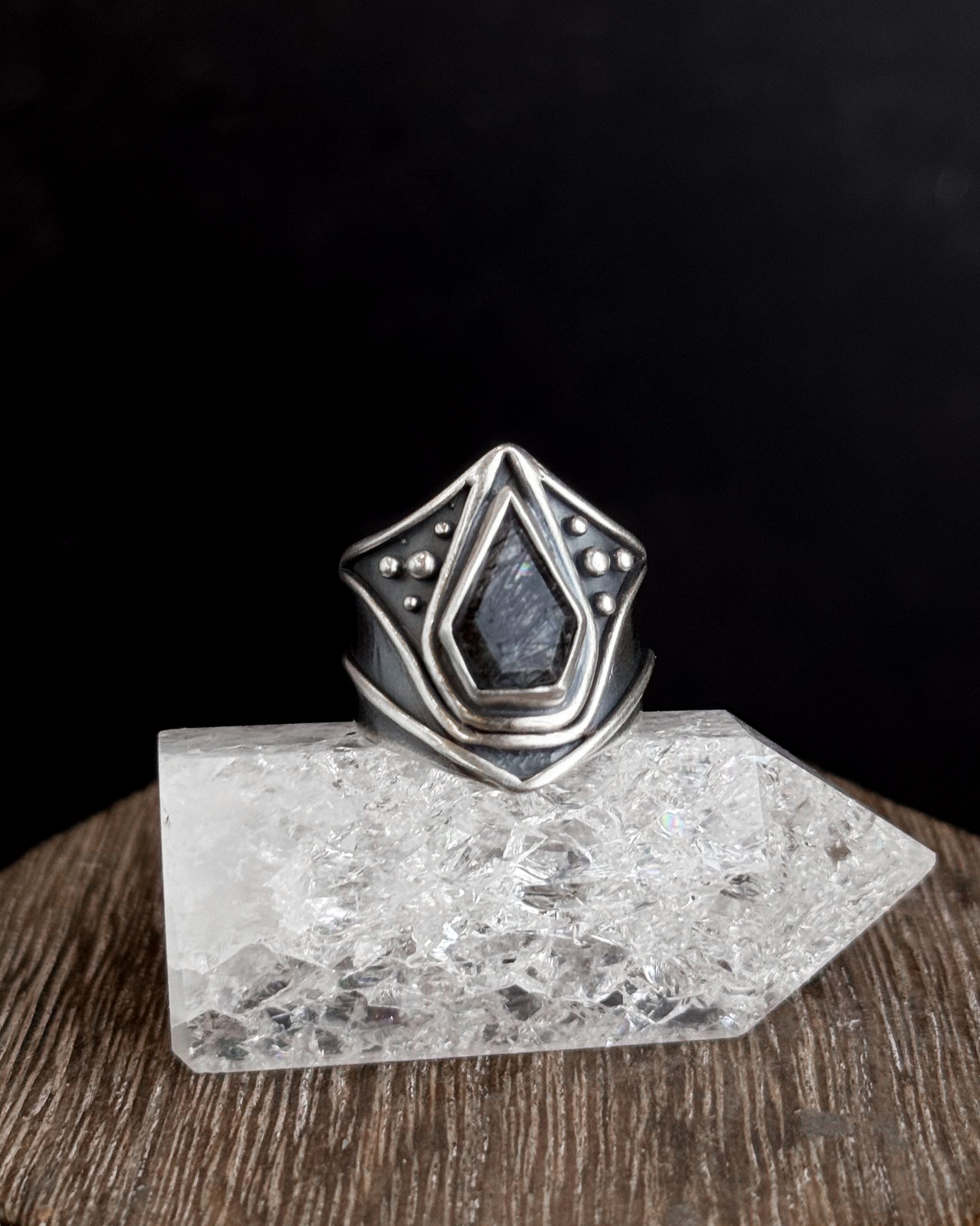 Protected Power Ring // Tourmalated Quartz - Size 5.5 - Acid Queen Jewelry