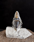 Solar Protection Ring // Citrine + Tourmalated Quartz - Size 6.25 - Acid Queen Jewelry