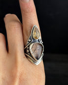 Solar Protection Ring // Citrine + Tourmalated Quartz - Size 6.25 - Acid Queen Jewelry