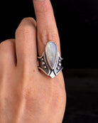 Star Realm Ring // Rainbow Moonstone - Size 6.5 - Acid Queen Jewelry