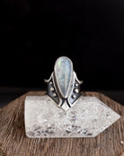 Star Realm Ring // Rainbow Moonstone - Size 6.5 - Acid Queen Jewelry