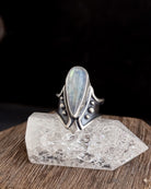 Star Realm Ring // Rainbow Moonstone - Size 6.5 - Acid Queen Jewelry