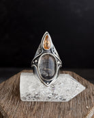 Solar Protection Ring // Citrine + Tourmalated Quartz - Size 10 - Acid Queen Jewelry