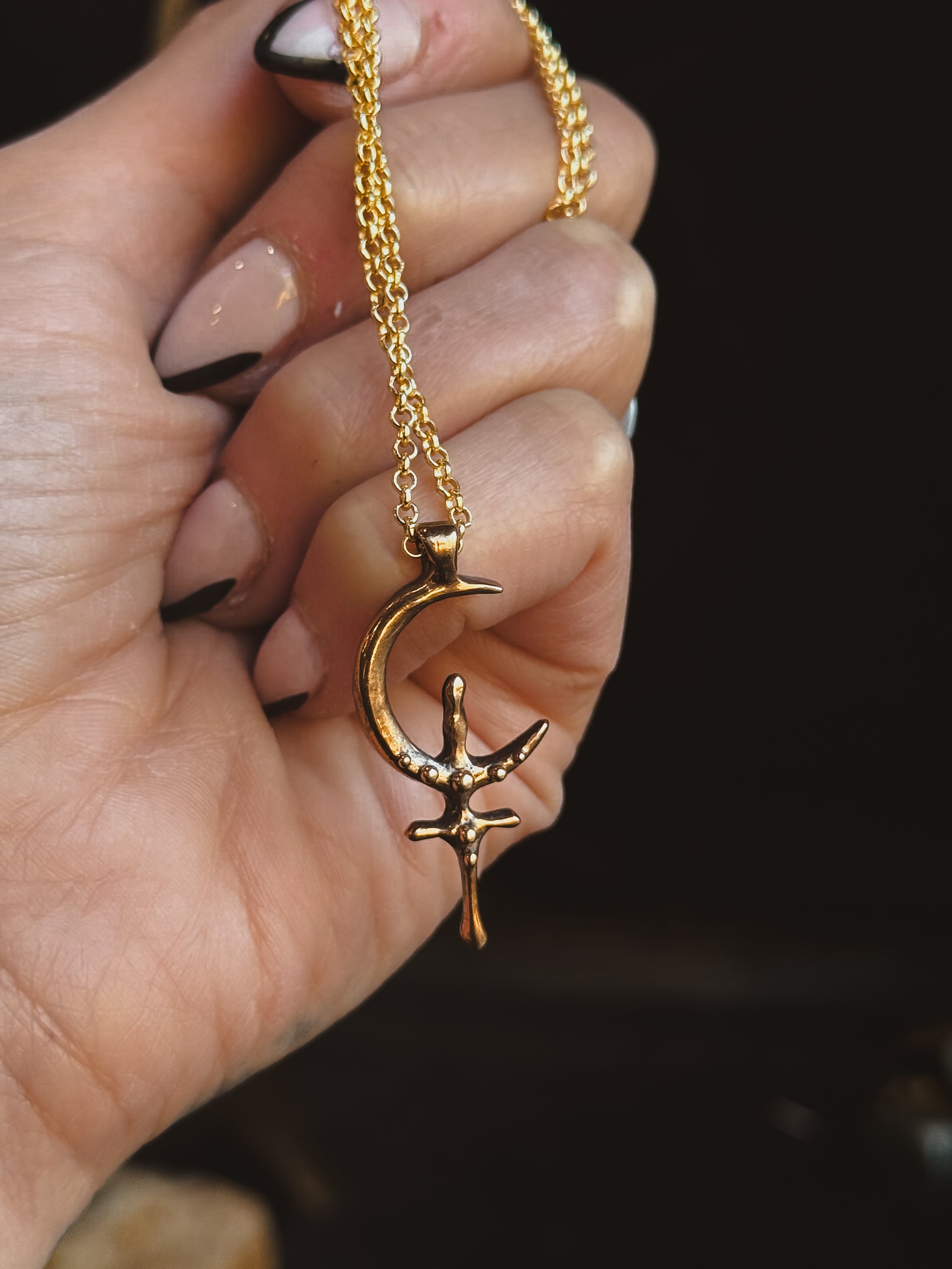 Lilith様真鍮ヴィンテージ加工　ブレスレット&ネックレス&ウォレットチェーン Lilith Cross Necklace Brass – Acid Queen Jewelry