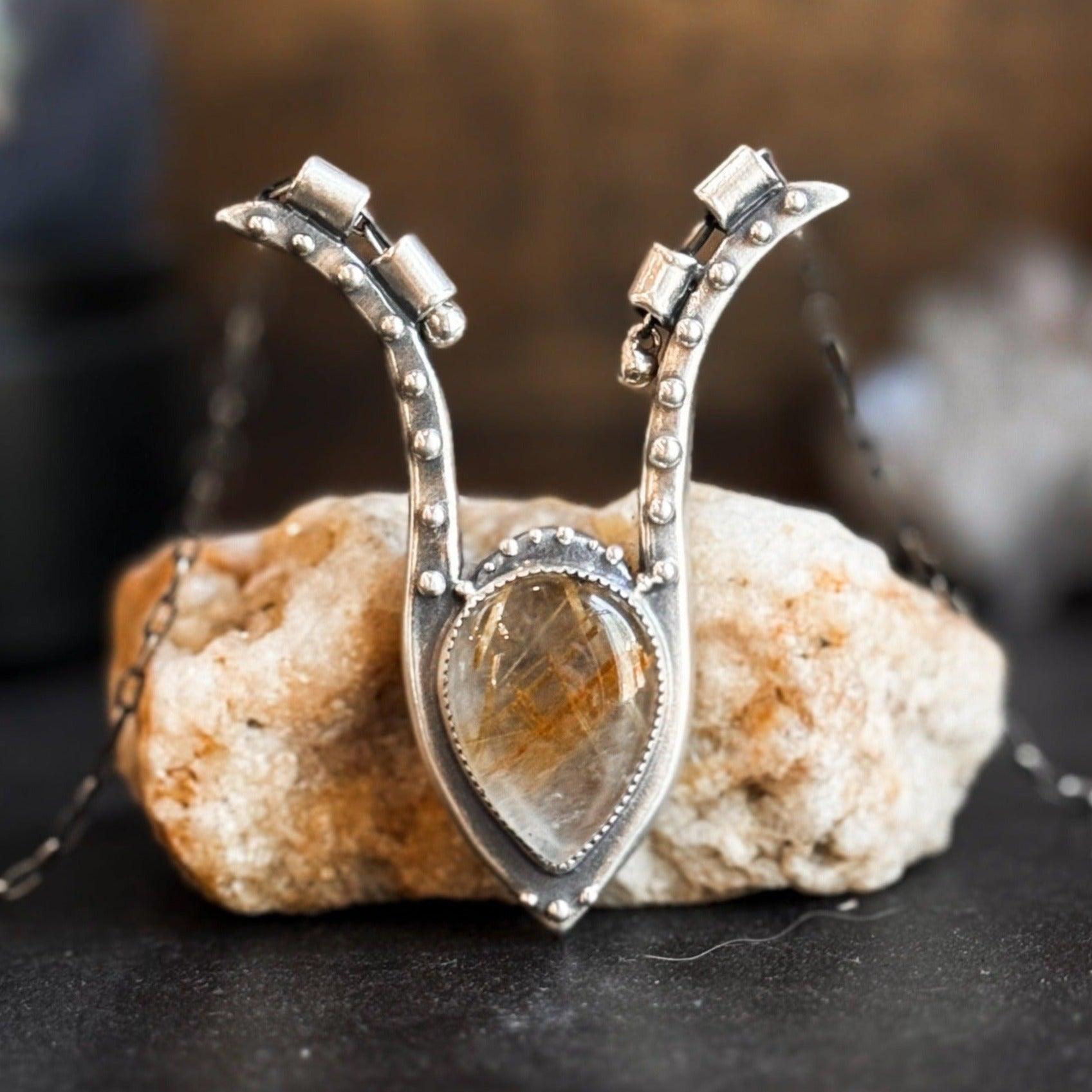 Dejah Pendant // Rutilated Quartz - Acid Queen Jewelry