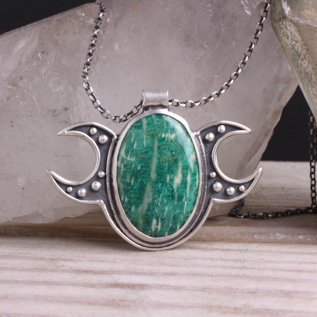 Triple Moon Necklace // Amazonite