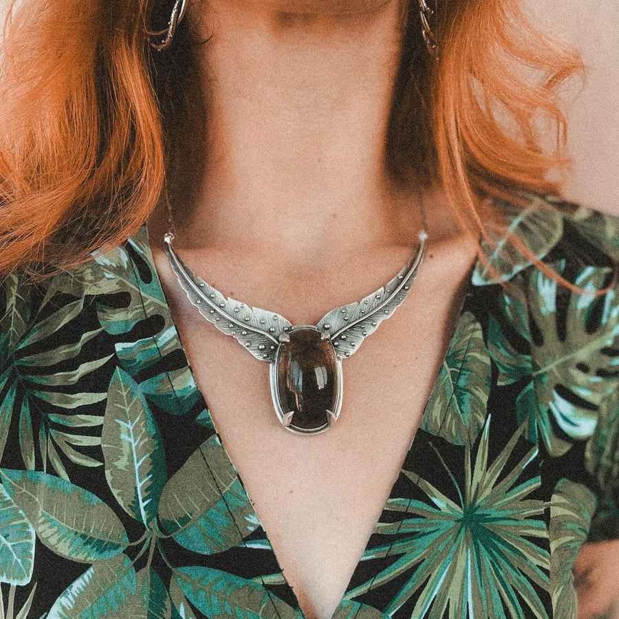 Winged Neck Cuff // Lodolite (Garden Quartz)