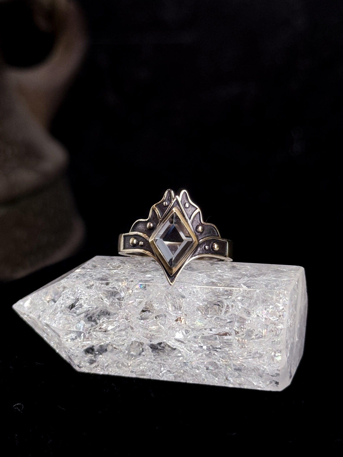 Portal Ring | Faceted Clear Quartz & Brass