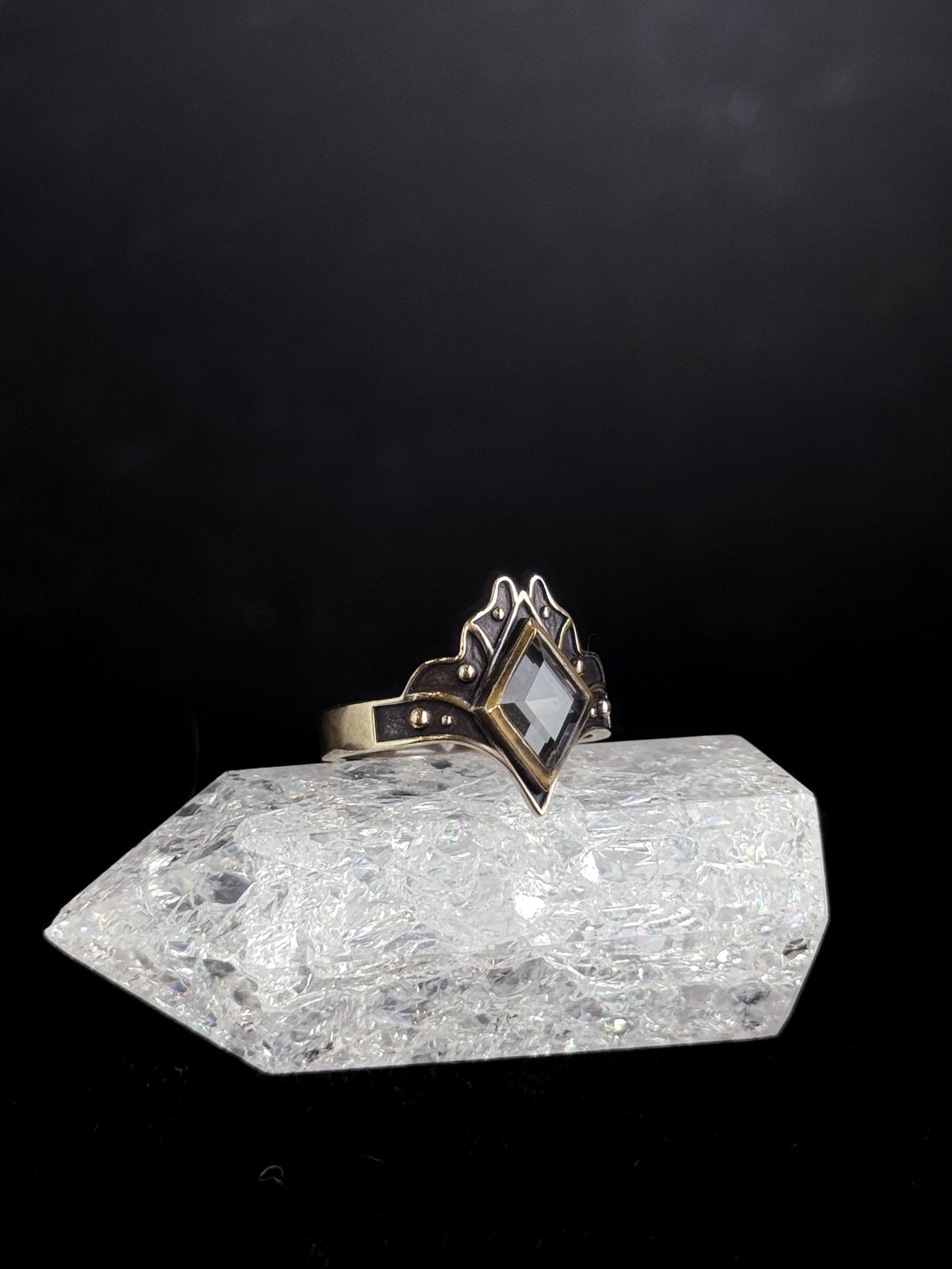 Portal Ring | Faceted Clear Quartz & Brass