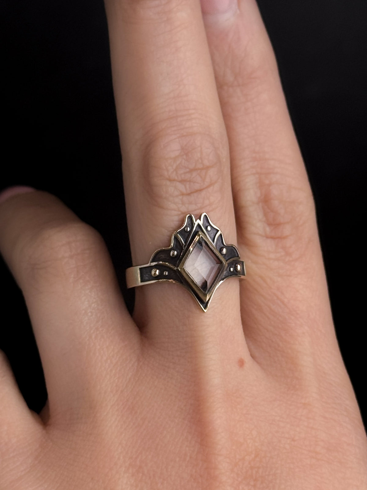 Portal Ring | Faceted Clear Quartz & Brass