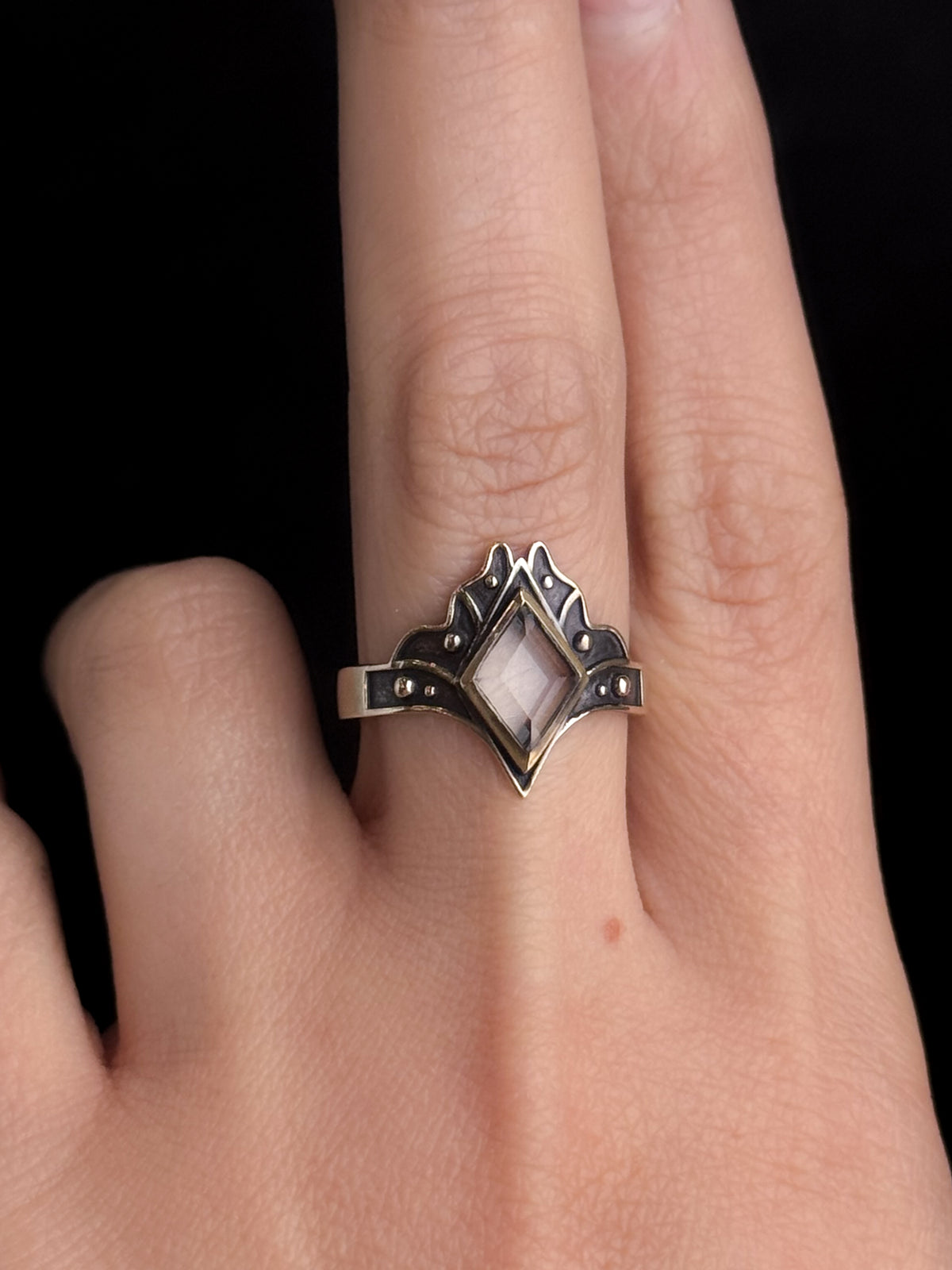 Portal Ring | Faceted Clear Quartz & Brass
