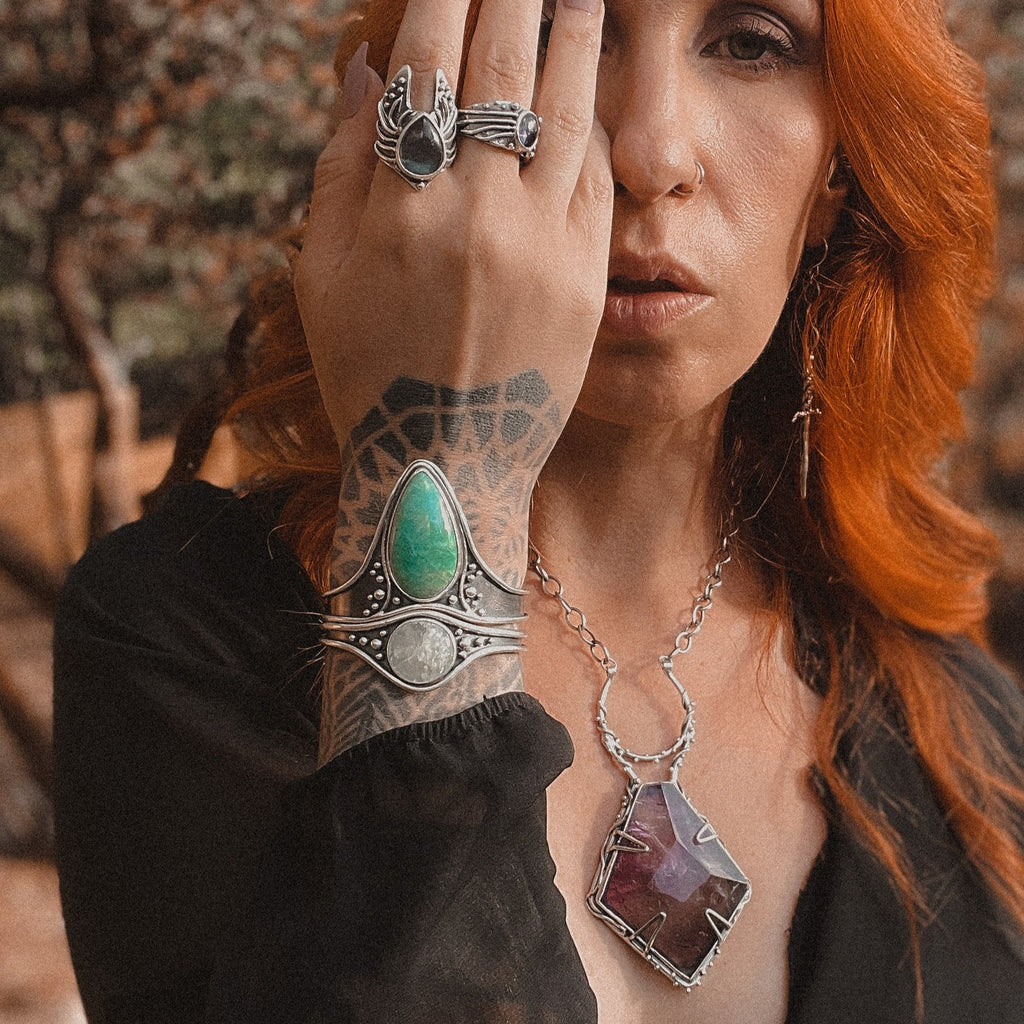 Maiden Stacker Cuff Cuff Bracelet // Amazonite - Acid Queen Jewelry