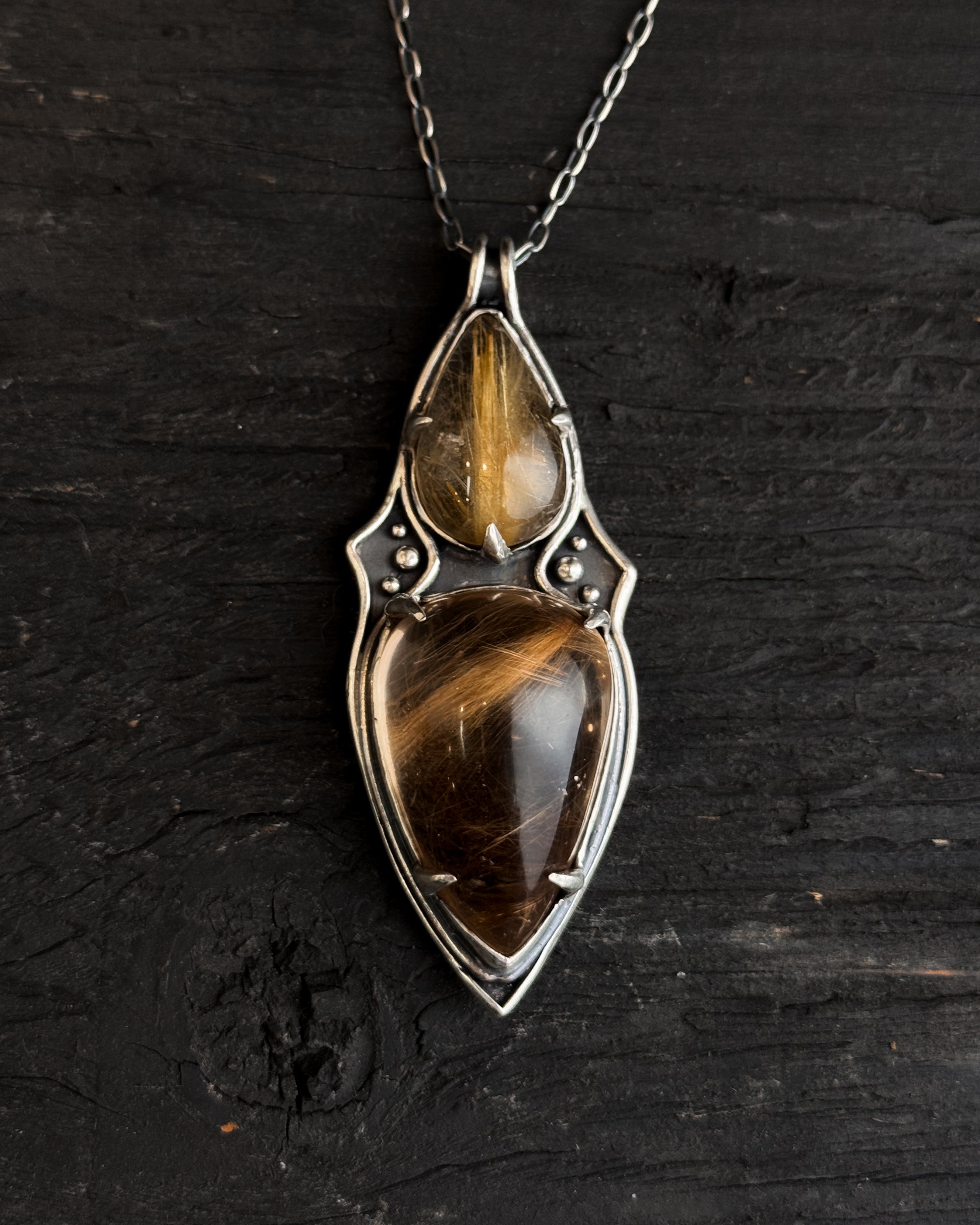 Venus Necklace- Double Rutilated Quartz – Acid Queen Jewelry