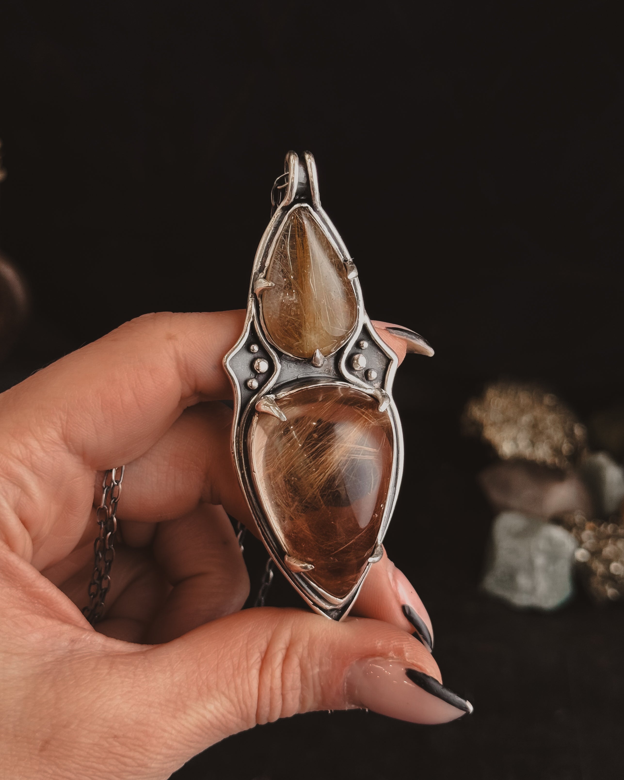 Venus Necklace- Double Rutilated Quartz – Acid Queen Jewelry