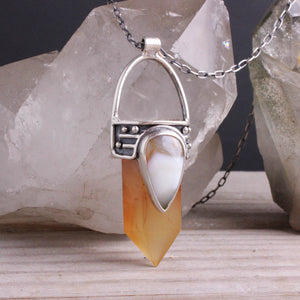 Crystal Drop Necklace // Yellow Fluorite + Agate