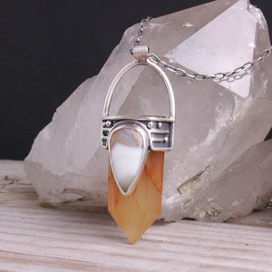 Crystal Drop Necklace // Yellow Fluorite + Agate