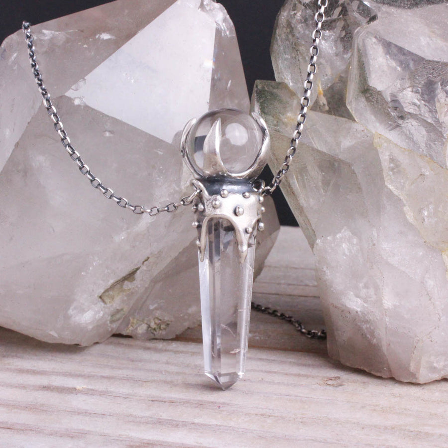 All Knowing Crystal Ball Necklace // Quartz